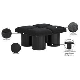 Meridian Pavilion Black Boucle Fabric Bench