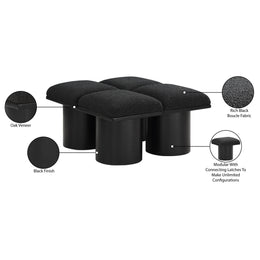 Meridian Pavilion Black Boucle Fabric Bench
