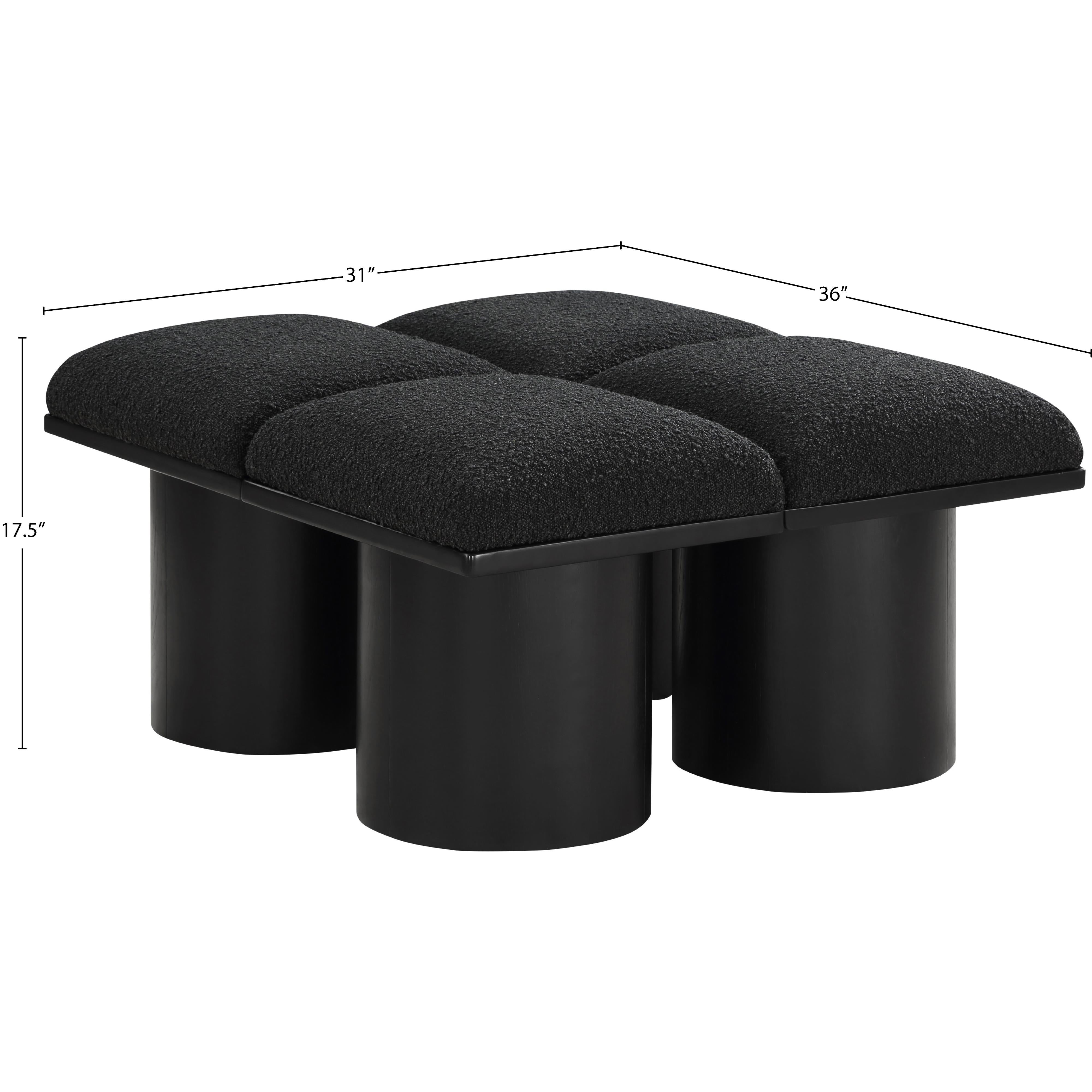 Meridian Pavilion Black Boucle Fabric Bench