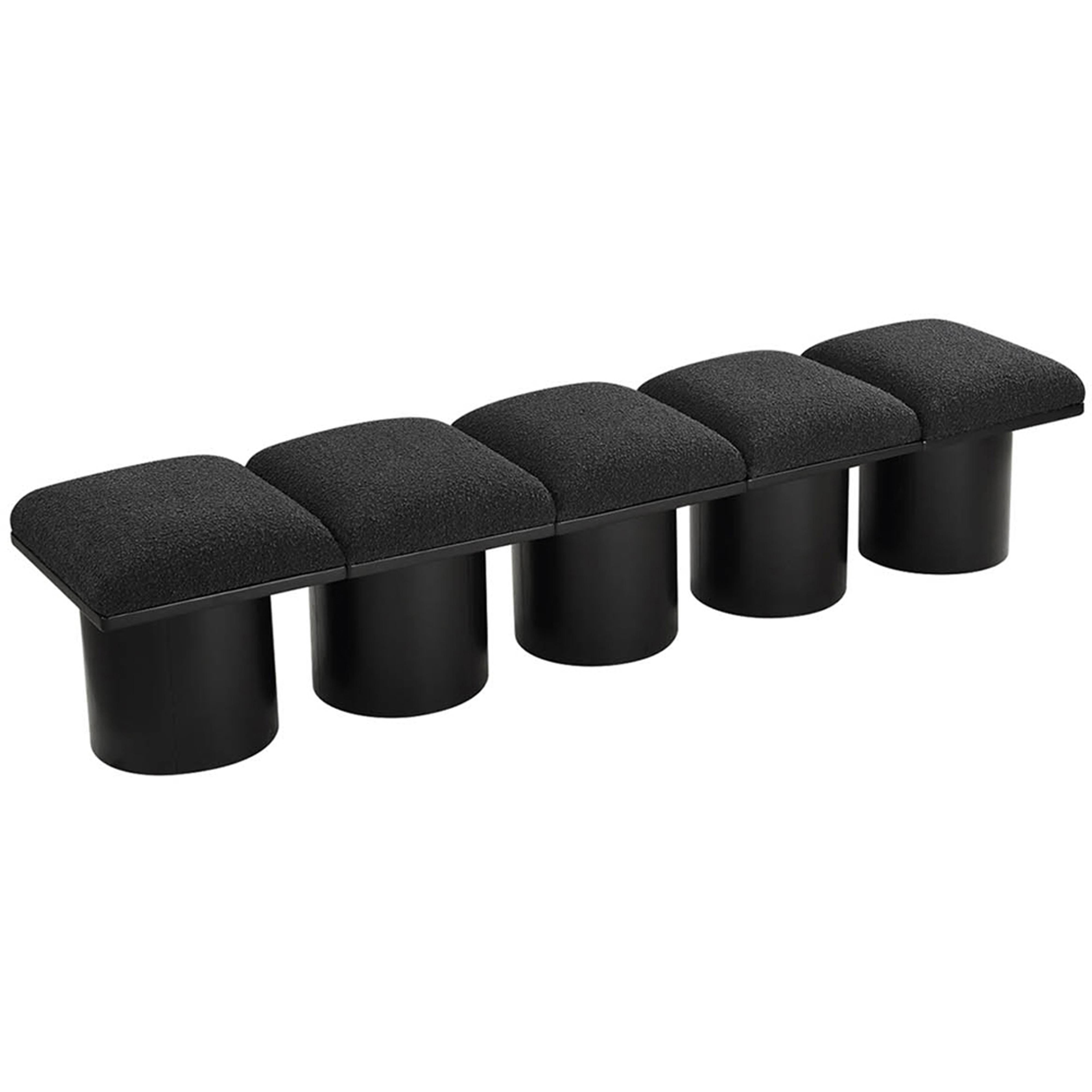 Meridian Pavilion Black Boucle Fabric Bench