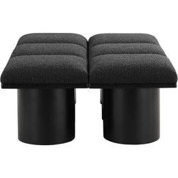 Meridian Pavilion Black Boucle Fabric Bench