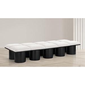 Meridian Pavilion Cream Boucle Fabric Bench