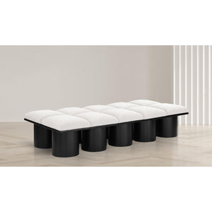 Meridian Pavilion Cream Boucle Fabric Bench