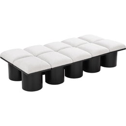 Meridian Pavilion Cream Boucle Fabric Bench