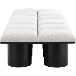Meridian Pavilion Cream Boucle Fabric Bench