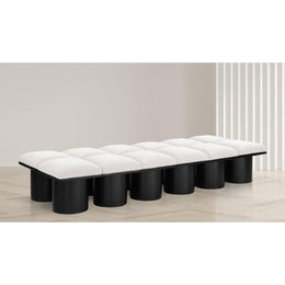 Meridian Pavilion Cream Boucle Fabric Bench