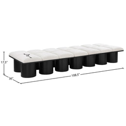 Meridian Pavilion Cream Boucle Fabric Bench