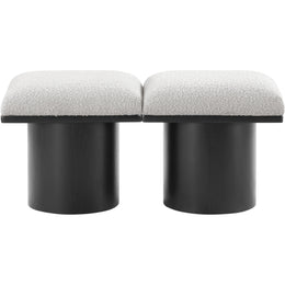 Meridian Pavilion Cream Boucle Fabric Bench