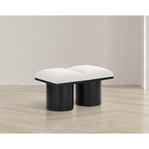 Meridian Pavilion Cream Boucle Fabric Bench