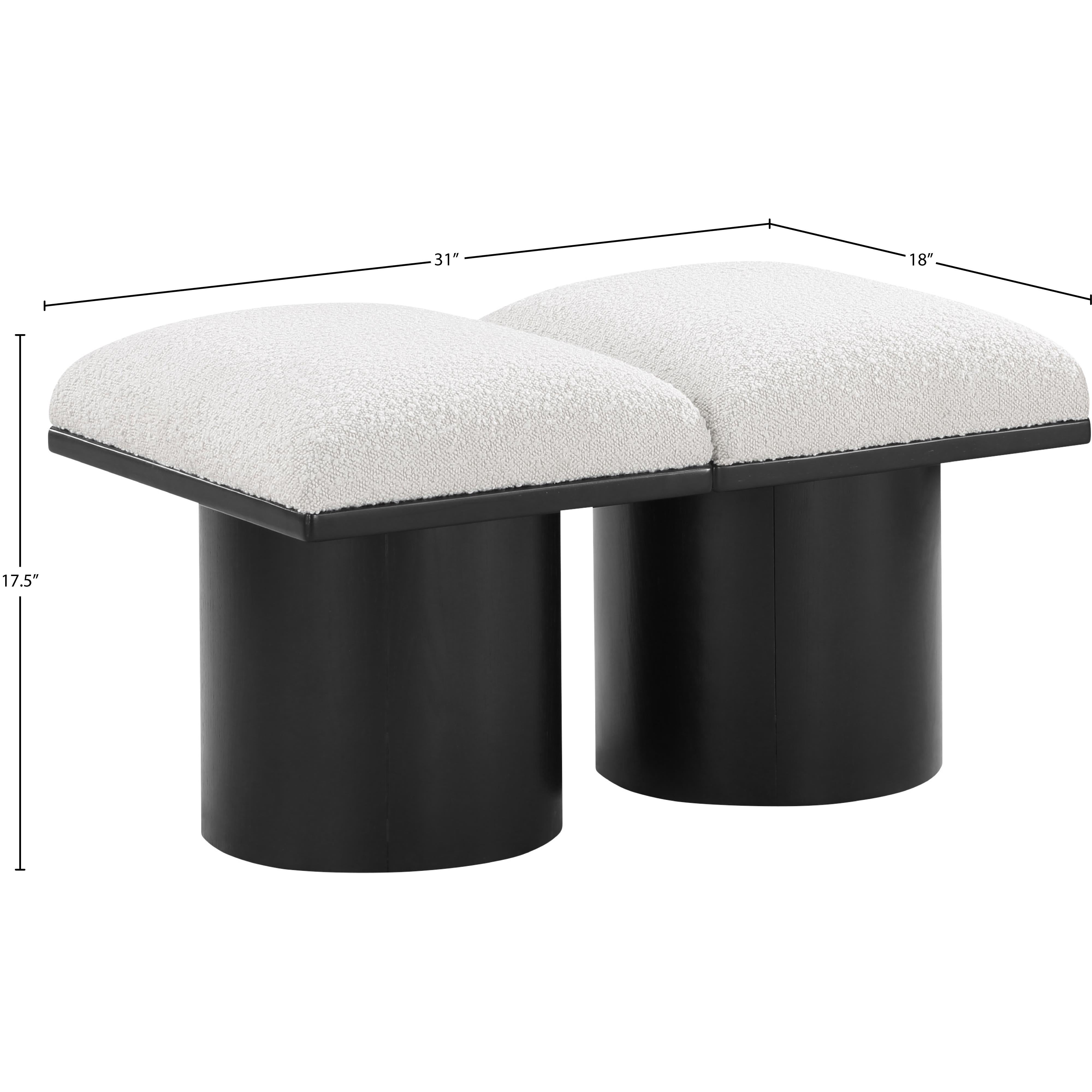 Meridian Pavilion Cream Boucle Fabric Bench