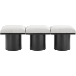 Meridian Pavilion Cream Boucle Fabric Bench