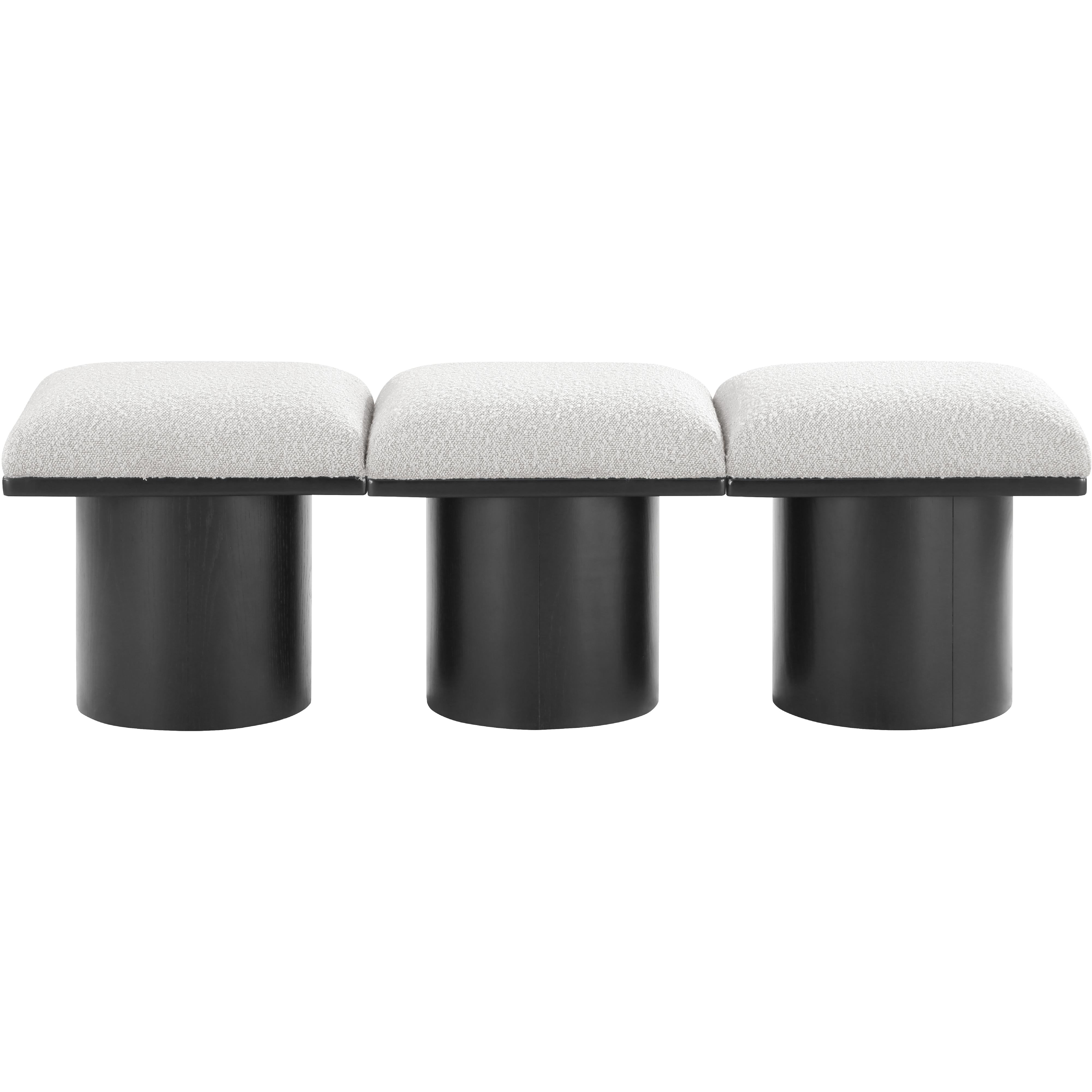 Meridian Pavilion Cream Boucle Fabric Bench