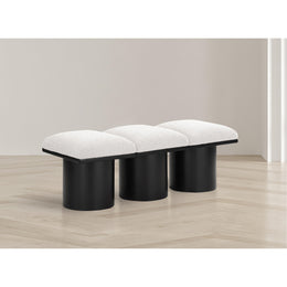 Meridian Pavilion Cream Boucle Fabric Bench