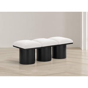 Meridian Pavilion Cream Boucle Fabric Bench
