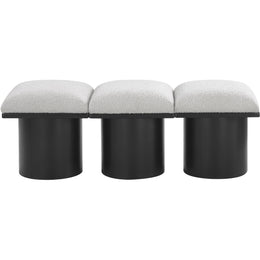 Meridian Pavilion Cream Boucle Fabric Bench