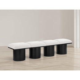 Meridian Pavilion Cream Boucle Fabric Bench