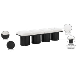 Meridian Pavilion Cream Boucle Fabric Bench