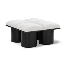 Meridian Pavilion Cream Boucle Fabric Bench