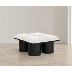 Meridian Pavilion Cream Boucle Fabric Bench