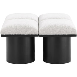Meridian Pavilion Cream Boucle Fabric Bench