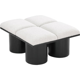 Meridian Pavilion Cream Boucle Fabric Bench