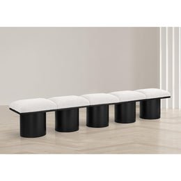 Meridian Pavilion Cream Boucle Fabric Bench