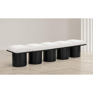 Meridian Pavilion Cream Boucle Fabric Bench
