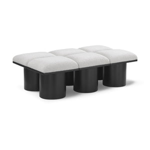 Meridian Pavilion Cream Boucle Fabric Bench
