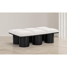 Meridian Pavilion Cream Boucle Fabric Bench