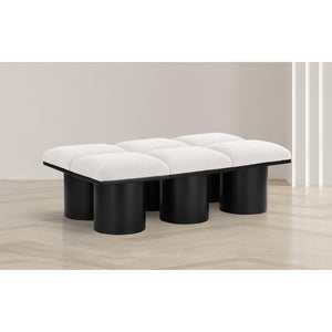 Meridian Pavilion Cream Boucle Fabric Bench