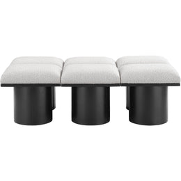 Meridian Pavilion Cream Boucle Fabric Bench
