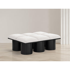 Meridian Pavilion Cream Boucle Fabric Bench