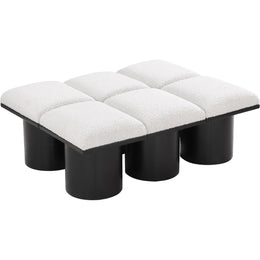 Meridian Pavilion Cream Boucle Fabric Bench