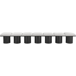 Meridian Pavilion Cream Boucle Fabric Bench