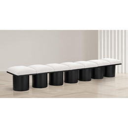 Meridian Pavilion Cream Boucle Fabric Bench