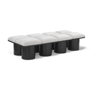 Meridian Pavilion Cream Boucle Fabric Bench