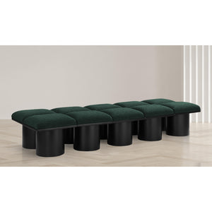 Meridian Pavilion Green Boucle Fabric Bench