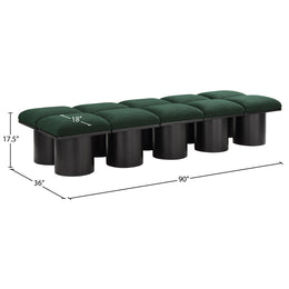 Meridian Pavilion Green Boucle Fabric Bench
