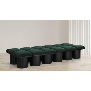 Meridian Pavilion Green Boucle Fabric Bench
