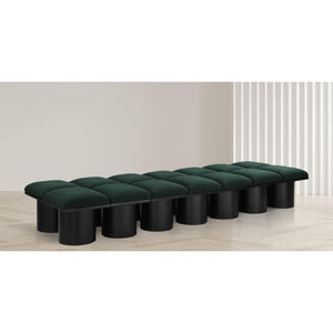 Meridian Pavilion Green Boucle Fabric Bench