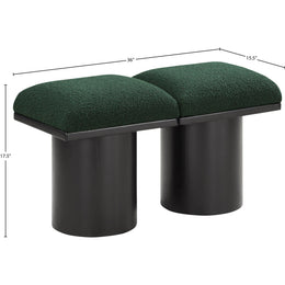 Meridian Pavilion Green Boucle Fabric Bench