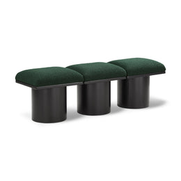 Meridian Pavilion Green Boucle Fabric Bench