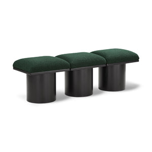 Meridian Pavilion Green Boucle Fabric Bench