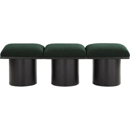 Meridian Pavilion Green Boucle Fabric Bench