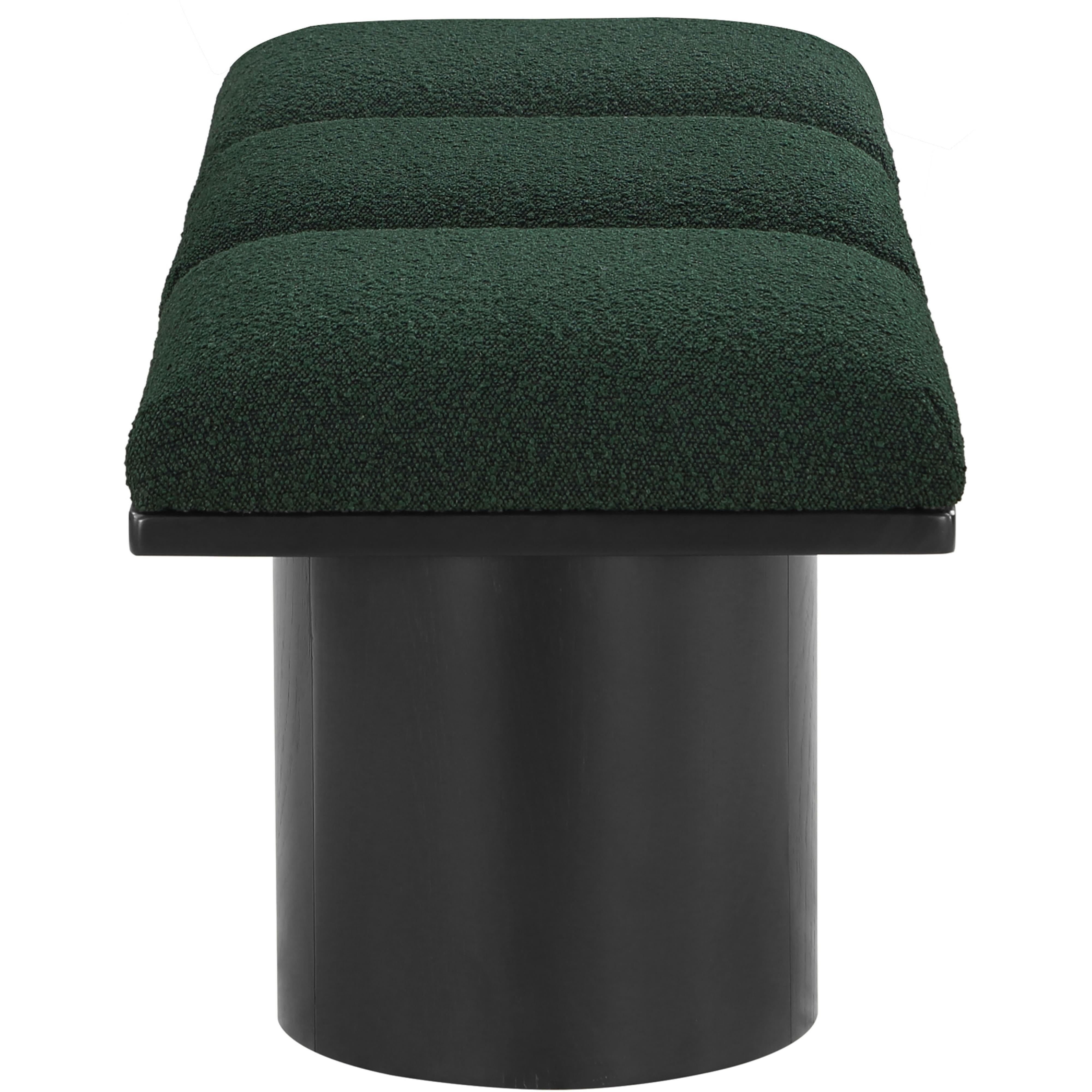 Meridian Pavilion Green Boucle Fabric Bench