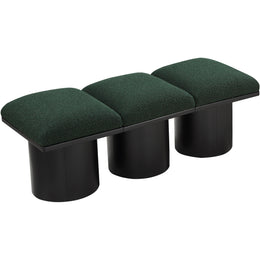 Meridian Pavilion Green Boucle Fabric Bench