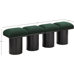 Meridian Pavilion Green Boucle Fabric Bench