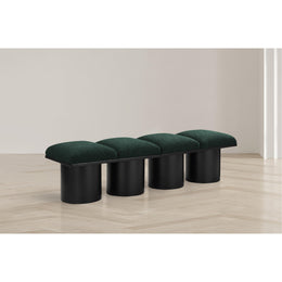 Meridian Pavilion Green Boucle Fabric Bench