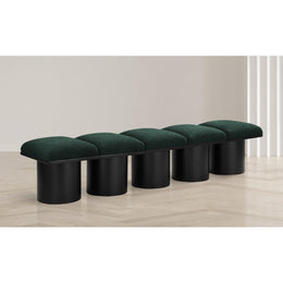 Meridian Pavilion Green Boucle Fabric Bench
