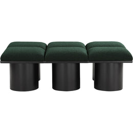 Meridian Pavilion Green Boucle Fabric Bench